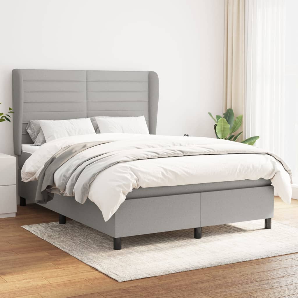 Boxspring met matras stof lichtgrijs 140x190 cm is nu te koop bij PeponiXL, paradijselijk wonen!