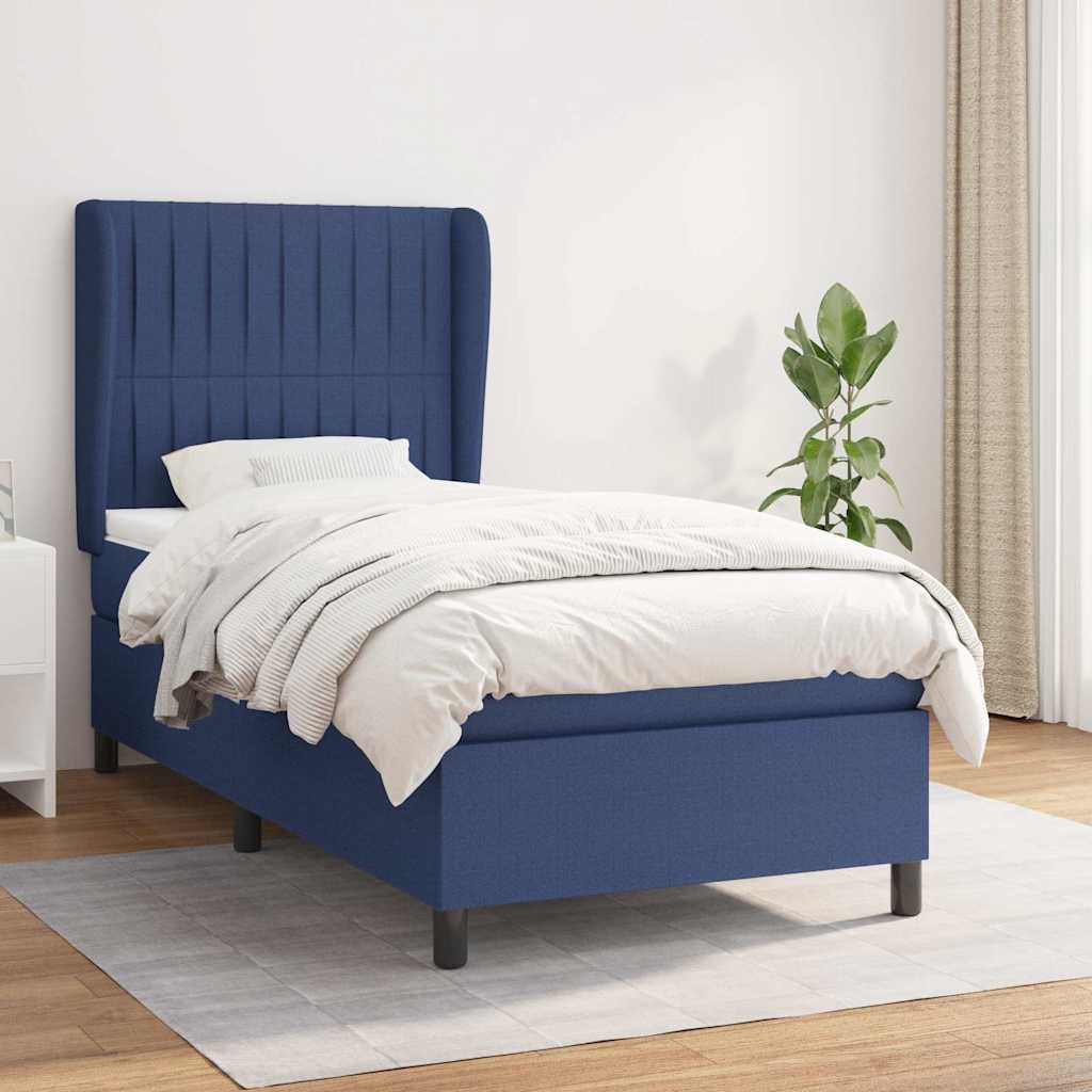 Boxspring met matras stof blauw 100x200 cm is nu te koop bij PeponiXL, paradijselijk wonen!