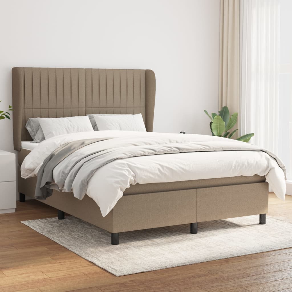 Boxspring met matras stof taupe 140x200 cm is nu te koop bij PeponiXL, paradijselijk wonen!