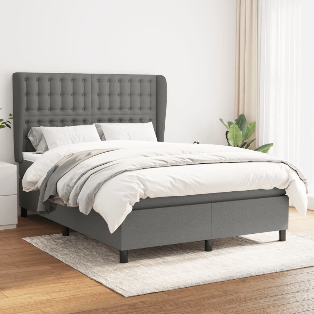 Boxspring met matras stof donkergrijs 140x200 cm is nu te koop bij PeponiXL, paradijselijk wonen!