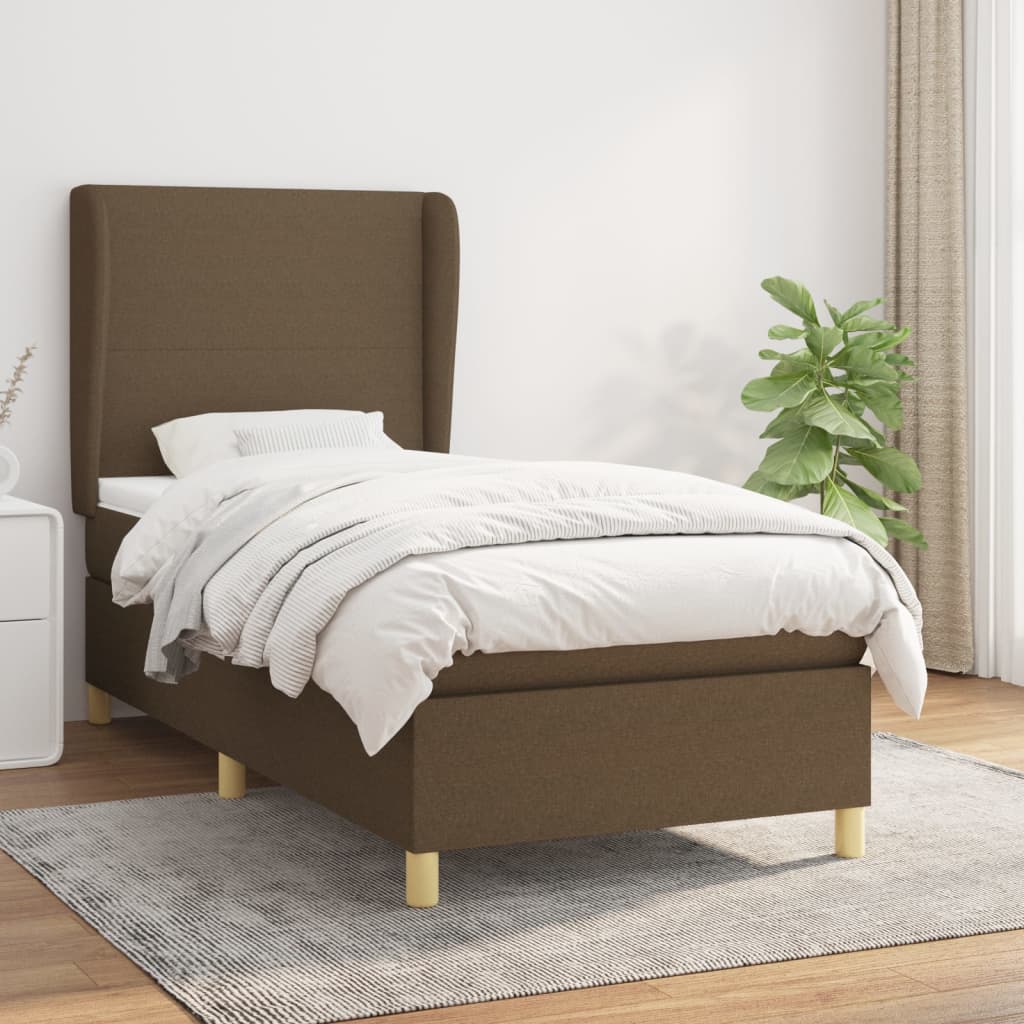 Boxspring met matras stof donkerbruin 100x200 cm is nu te koop bij PeponiXL, paradijselijk wonen!