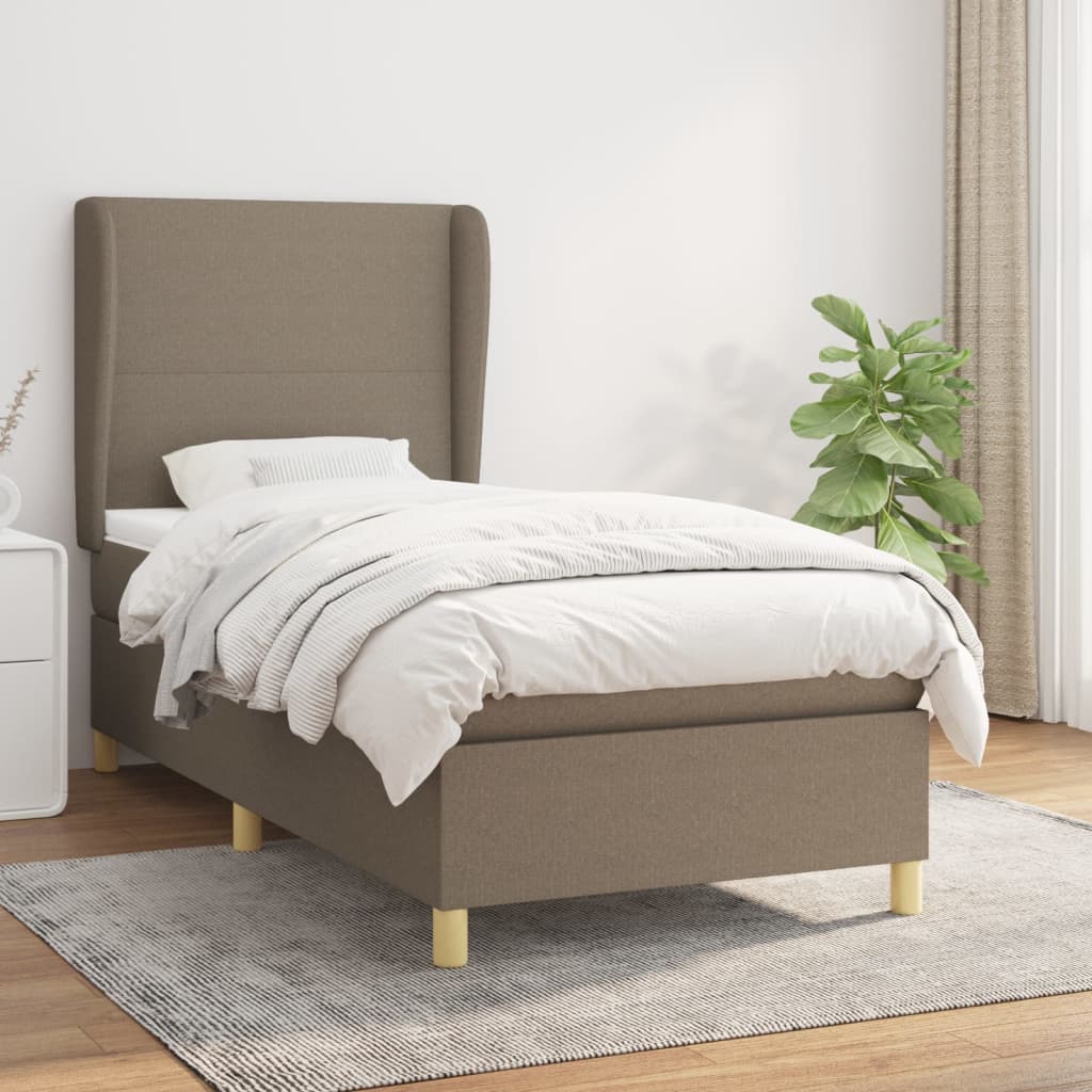 Boxspring met matras stof taupe 100x200 cm is nu te koop bij PeponiXL, paradijselijk wonen!