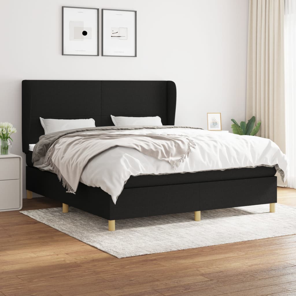 Boxspring met matras stof zwart 180x200 cm is nu te koop bij PeponiXL, paradijselijk wonen!