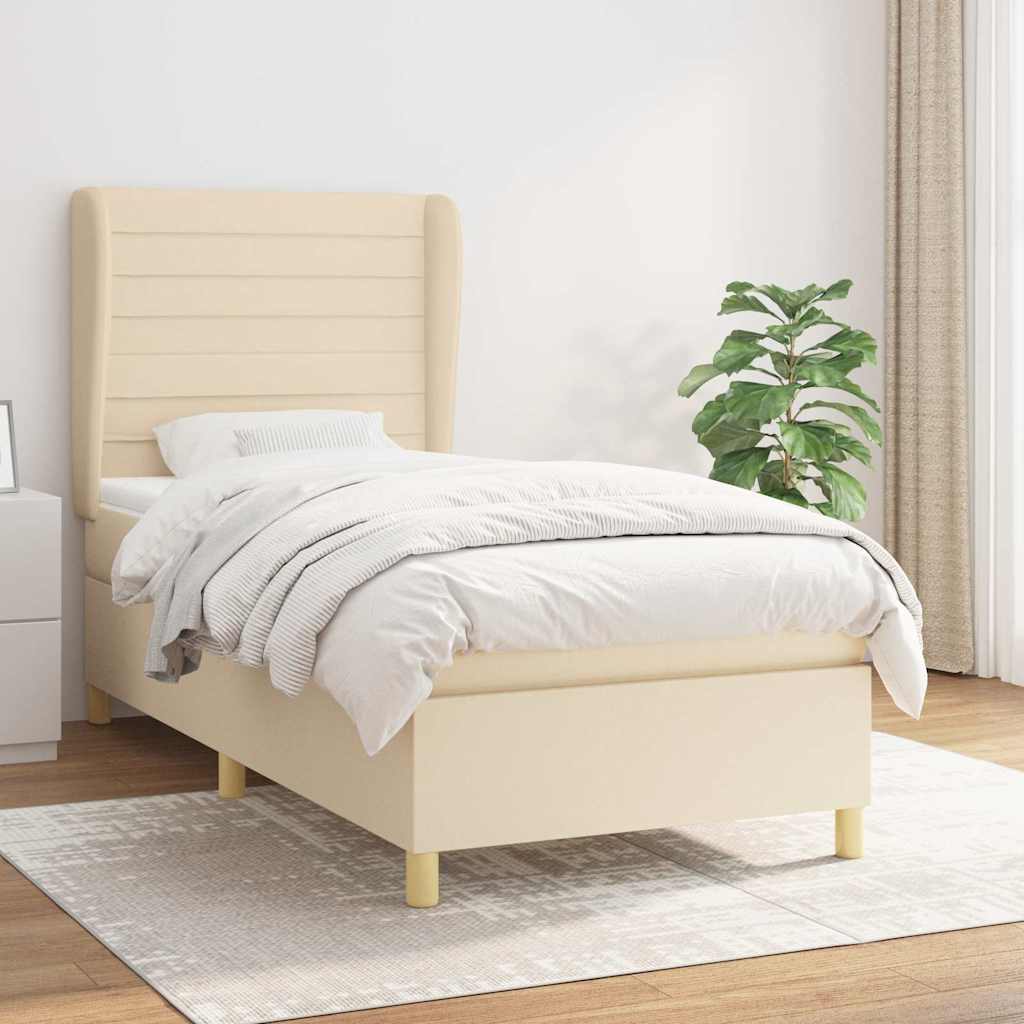 Boxspring met matras stof crèmekleurig 80x200 cm is nu te koop bij PeponiXL, paradijselijk wonen!