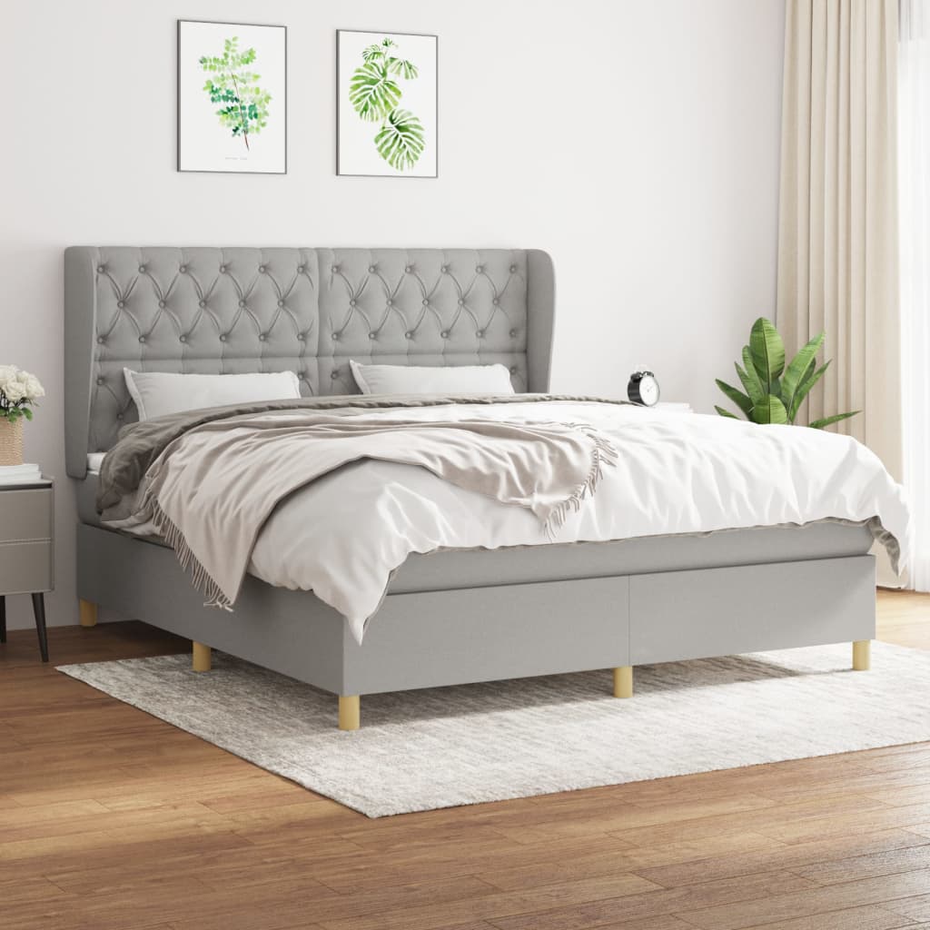 Boxspring met matras stof lichtgrijs 160x200 cm is nu te koop bij PeponiXL, paradijselijk wonen!