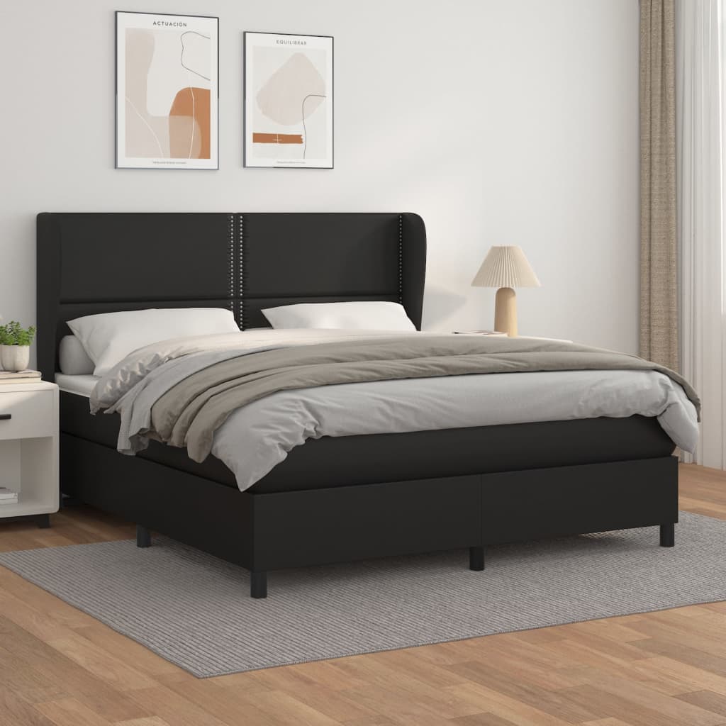 Boxspring met matras kunstleer zwart 180x200 cm is nu te koop bij PeponiXL, paradijselijk wonen!