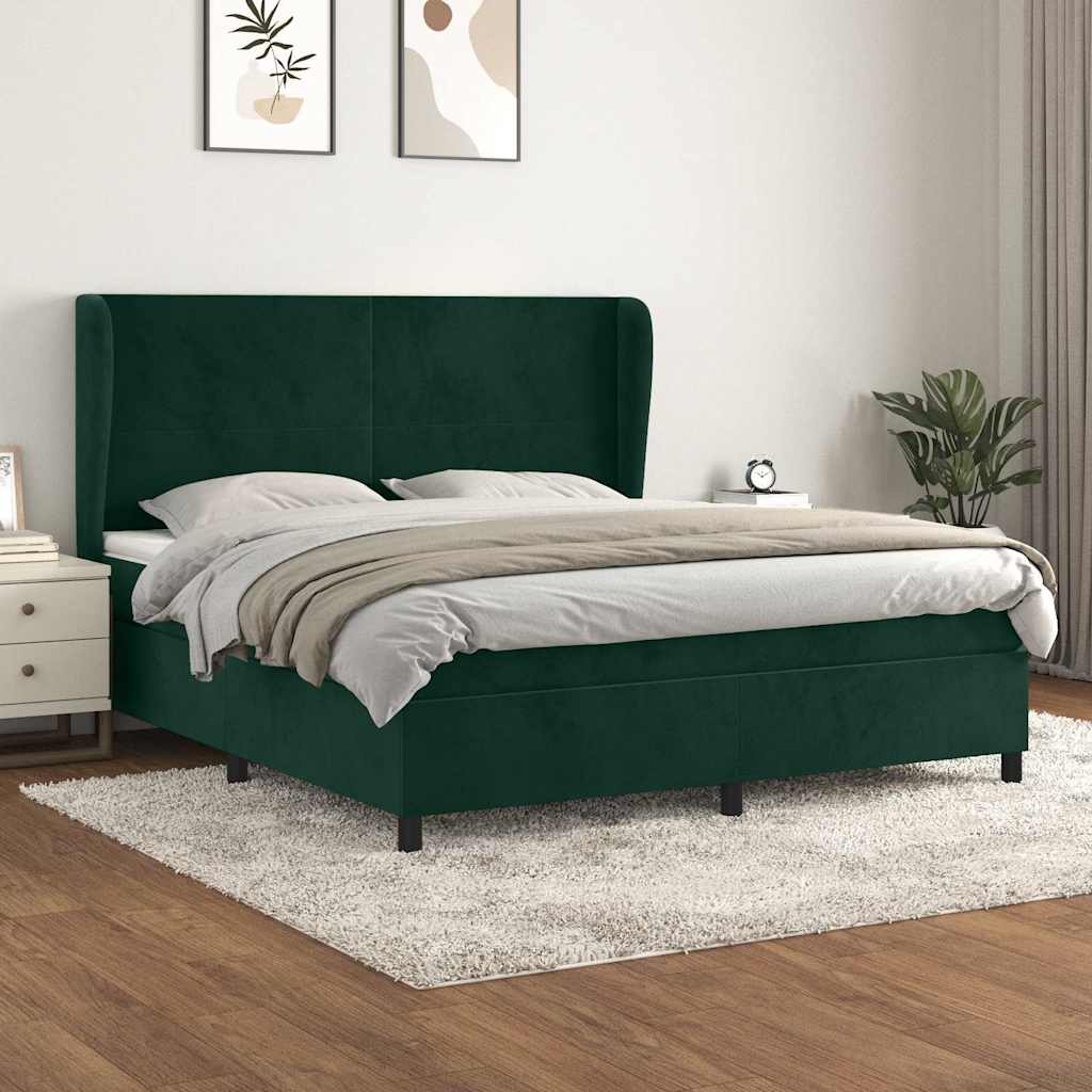 Boxspring met matras fluweel donkergroen 160x200 cm is nu te koop bij PeponiXL, paradijselijk wonen!