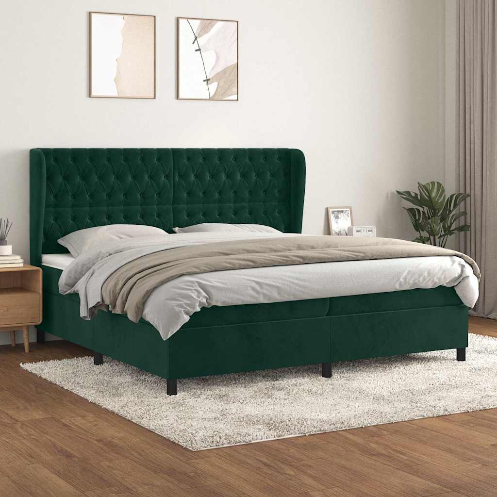 Boxspring met matras fluweel donkergroen 200x200 cm is nu te koop bij PeponiXL, paradijselijk wonen!