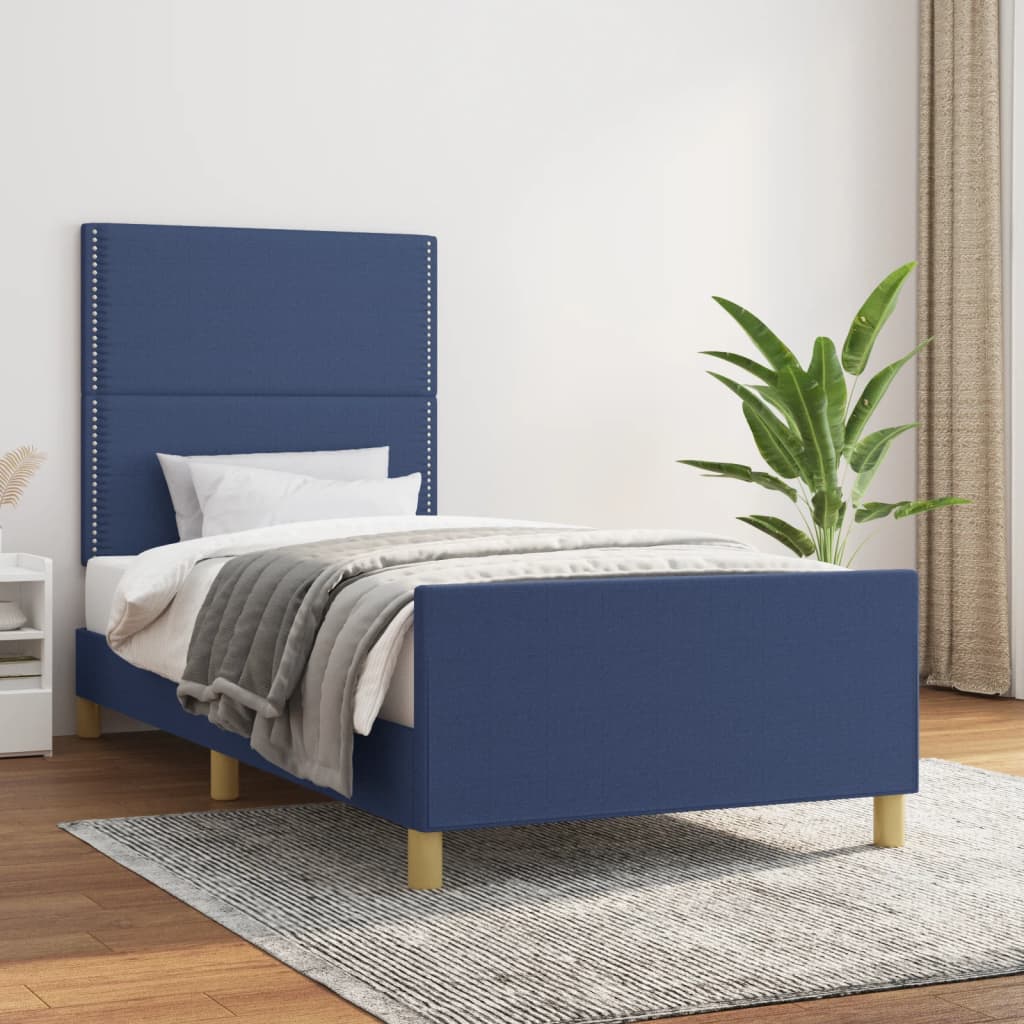 Bedframe zonder matras 90x200 cm stof blauw is nu te koop bij PeponiXL, paradijselijk wonen!