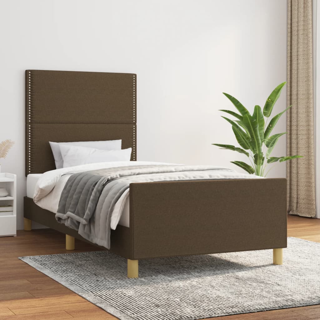 Bedframe zonder matras 100x200 cm stof donkerbruin is nu te koop bij PeponiXL, paradijselijk wonen!