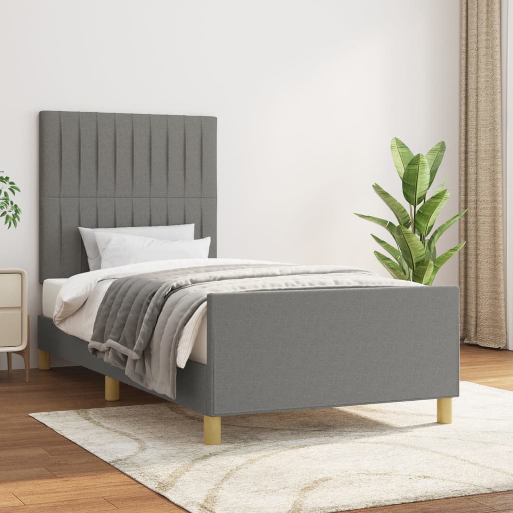 Bedframe zonder matras 90x190 cm stof donkergrijs is nu te koop bij PeponiXL, paradijselijk wonen!