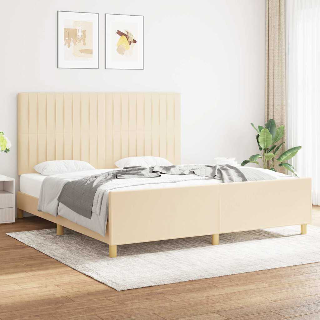 Bedframe zonder matras stof crèmekleurig 180x200 cm is nu te koop bij PeponiXL, paradijselijk wonen!