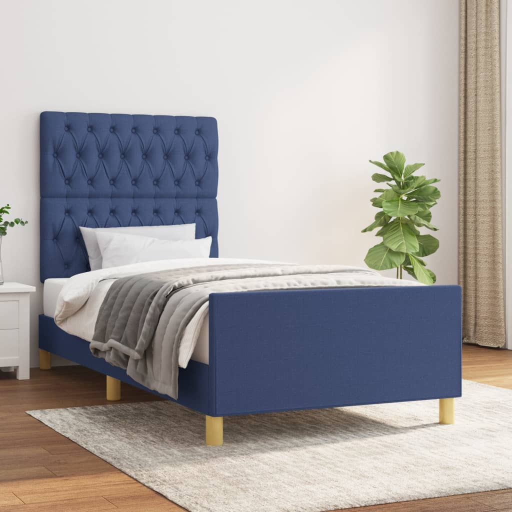 Bedframe zonder matras 90x190 cm stof blauw is nu te koop bij PeponiXL, paradijselijk wonen!