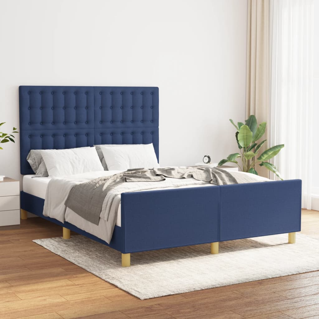 Bedframe zonder matras stof blauw 140x200 cm is nu te koop bij PeponiXL, paradijselijk wonen!