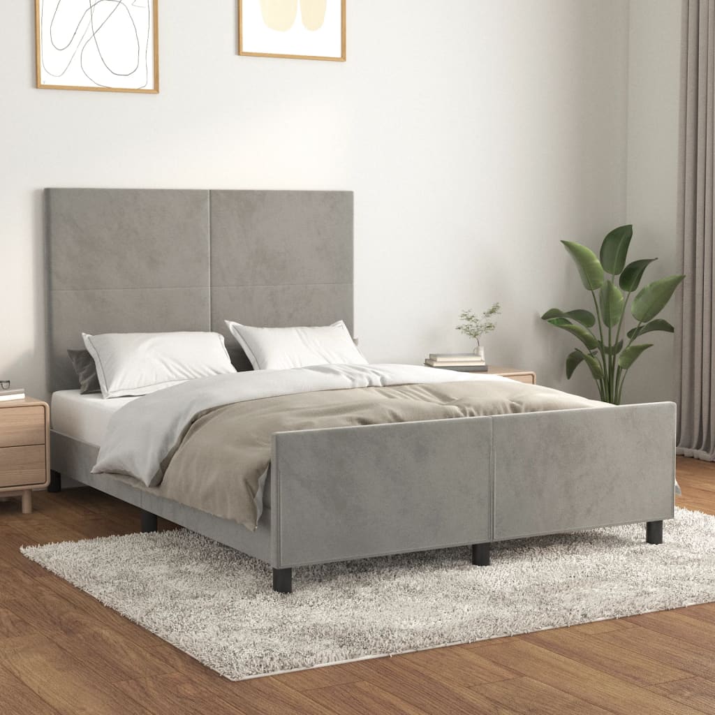 Bedframe zonder matras 140x190 cm fluweel lichtgrijs is nu te koop bij PeponiXL, paradijselijk wonen!