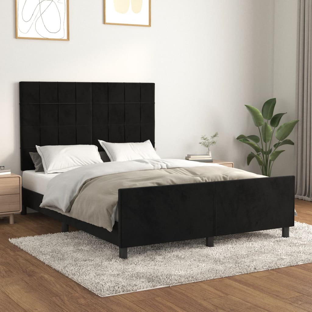Bedframe zonder matras 140x190 cm fluweel zwart is nu te koop bij PeponiXL, paradijselijk wonen!