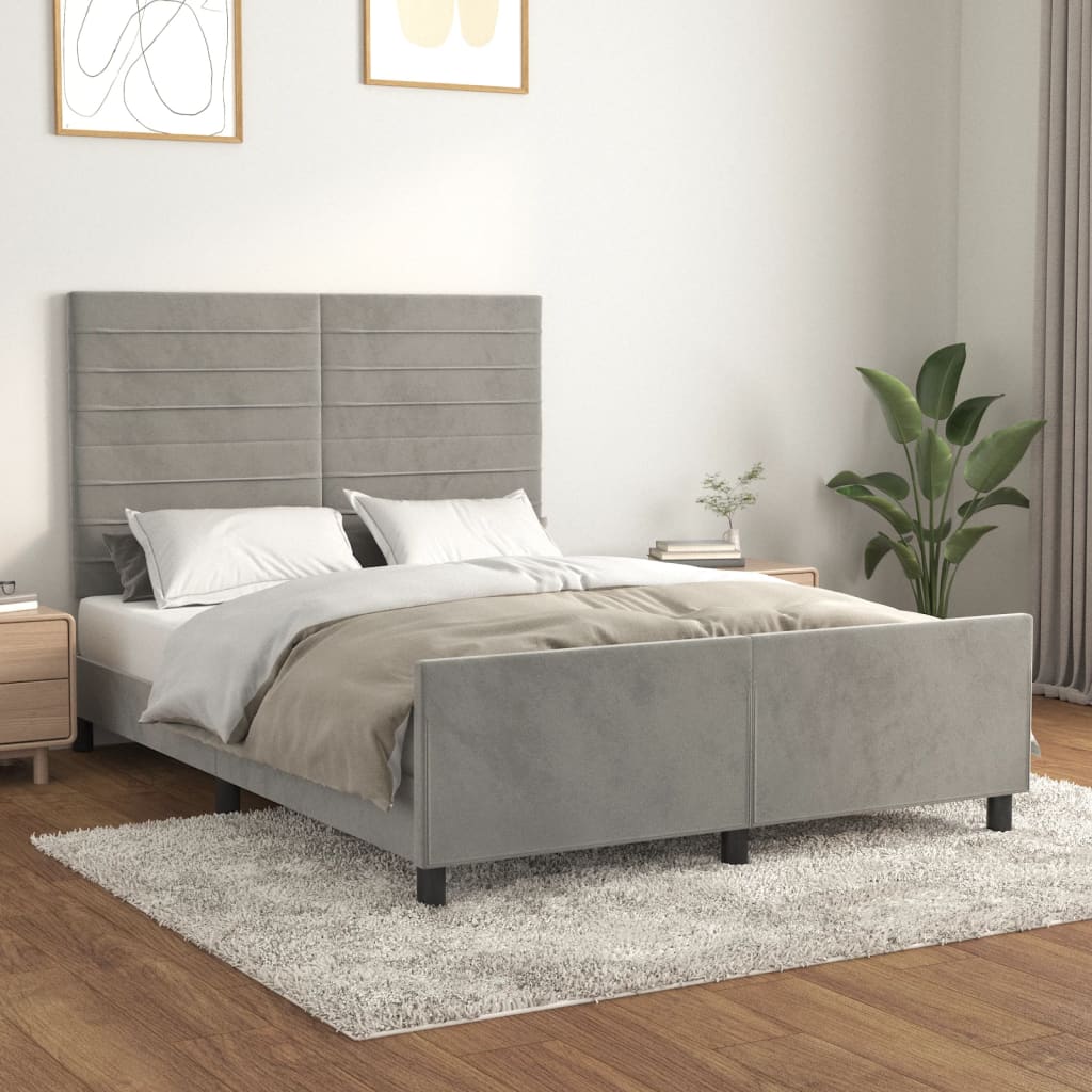 Bedframe zonder matras 140x190 cm fluweel lichtgrijs is nu te koop bij PeponiXL, paradijselijk wonen!