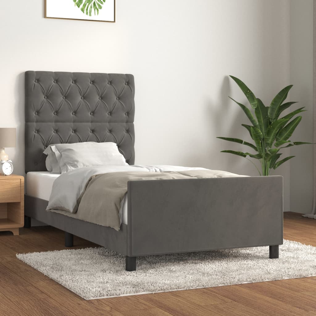 Bedframe zonder matras 80x200 cm fluweel donkergrijs is nu te koop bij PeponiXL, paradijselijk wonen!