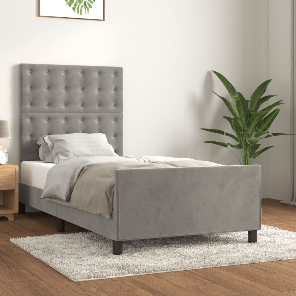 Bedframe zonder matras 80x200 cm fluweel lichtgrijs is nu te koop bij PeponiXL, paradijselijk wonen!