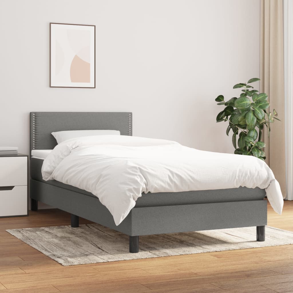 Boxspring met matras stof donkergrijs 90x200 cm is nu te koop bij PeponiXL, paradijselijk wonen!