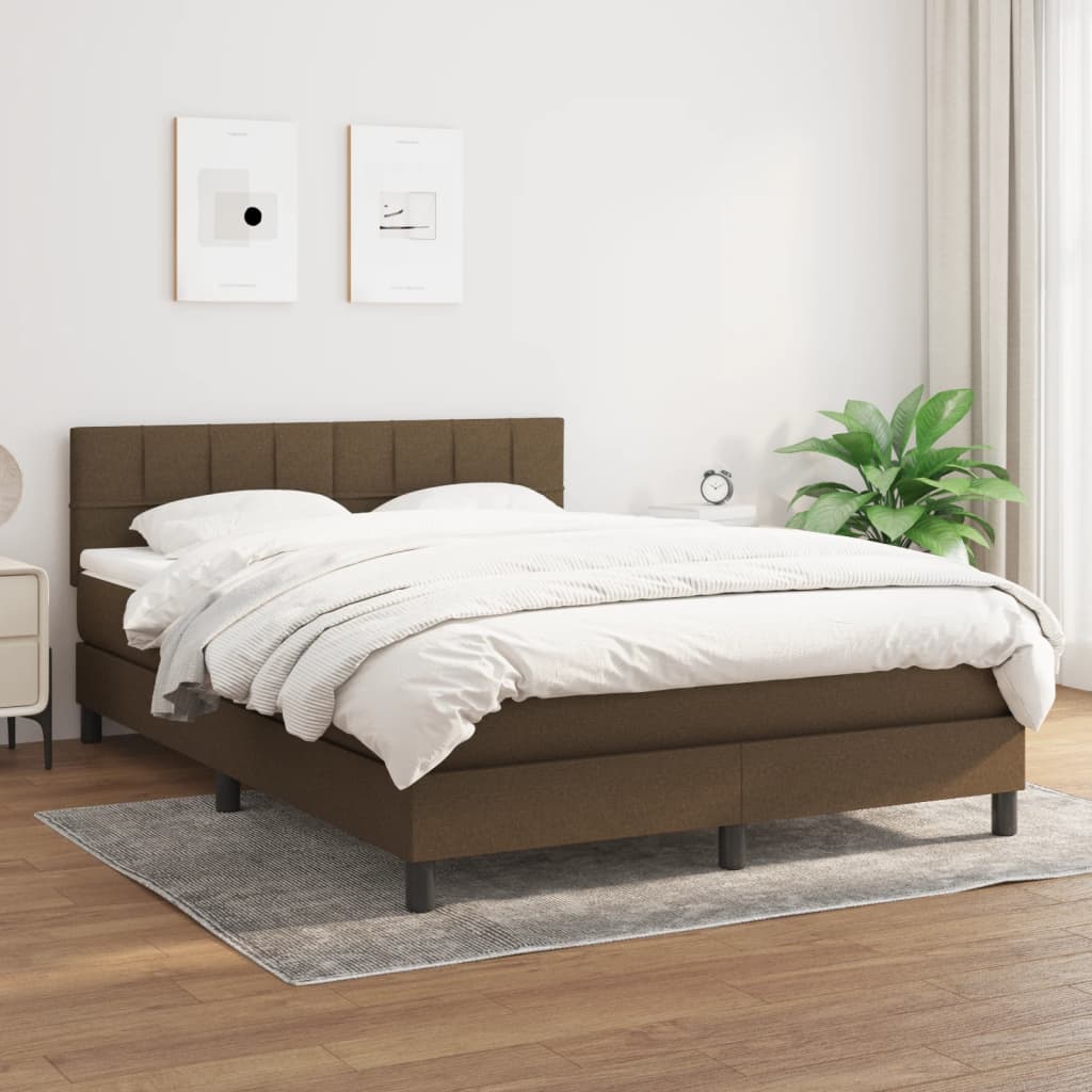 Boxspring met matras stof donkerbruin 140x200 cm is nu te koop bij PeponiXL, paradijselijk wonen!