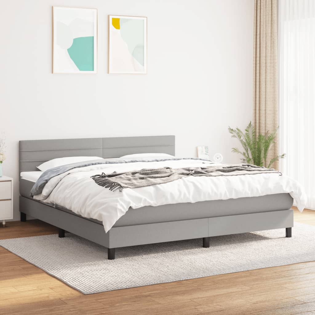 Boxspring met matras stof lichtgrijs 160x200 cm is nu te koop bij PeponiXL, paradijselijk wonen!
