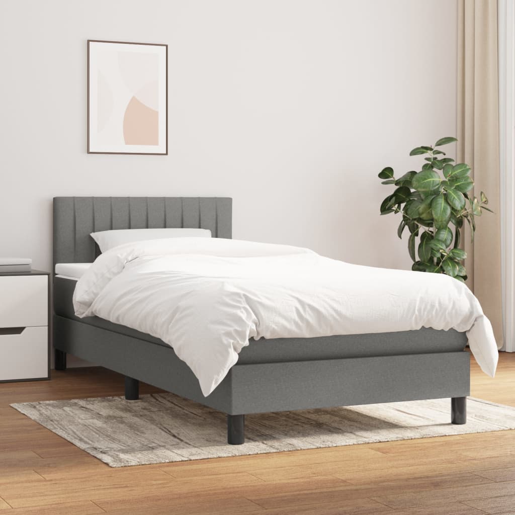 Boxspring met matras stof donkergrijs 90x190 cm is nu te koop bij PeponiXL, paradijselijk wonen!