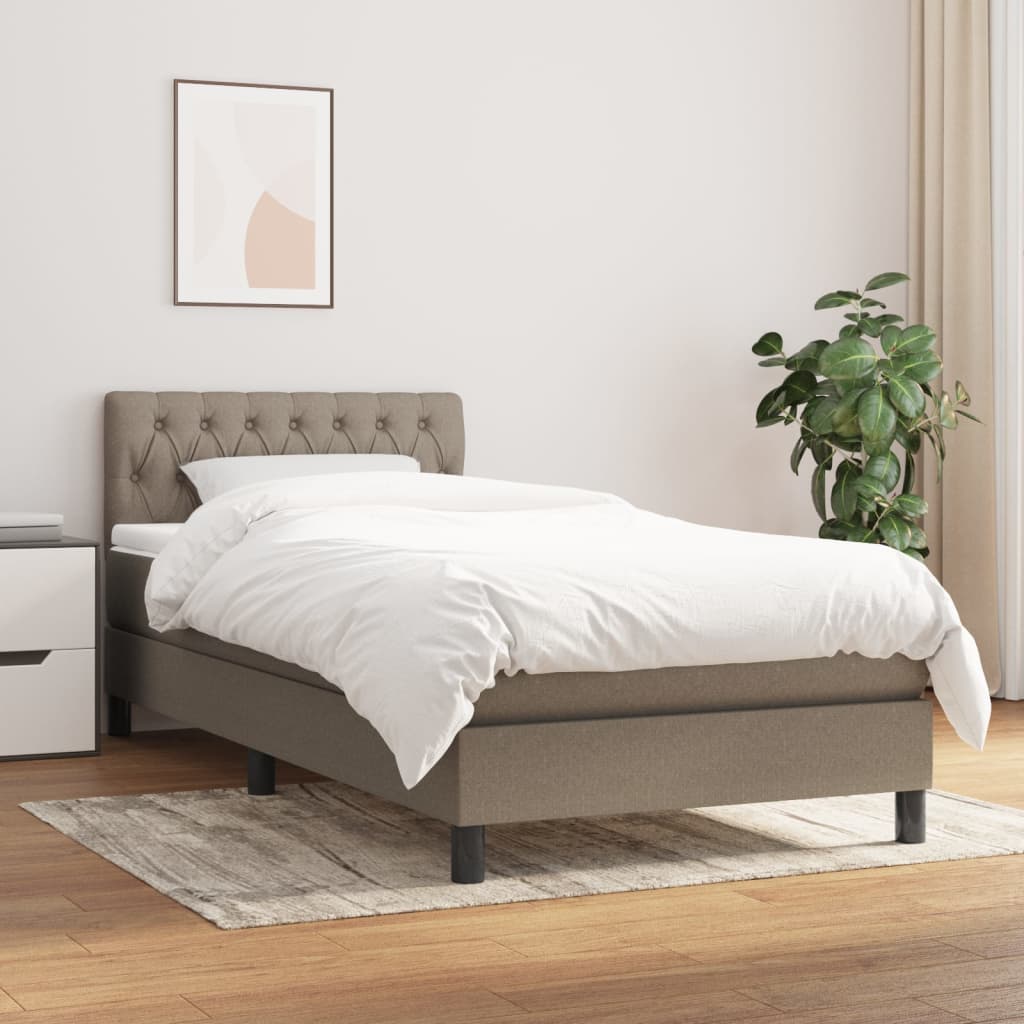 Boxspring met matras stof taupe 90x200 cm is nu te koop bij PeponiXL, paradijselijk wonen!