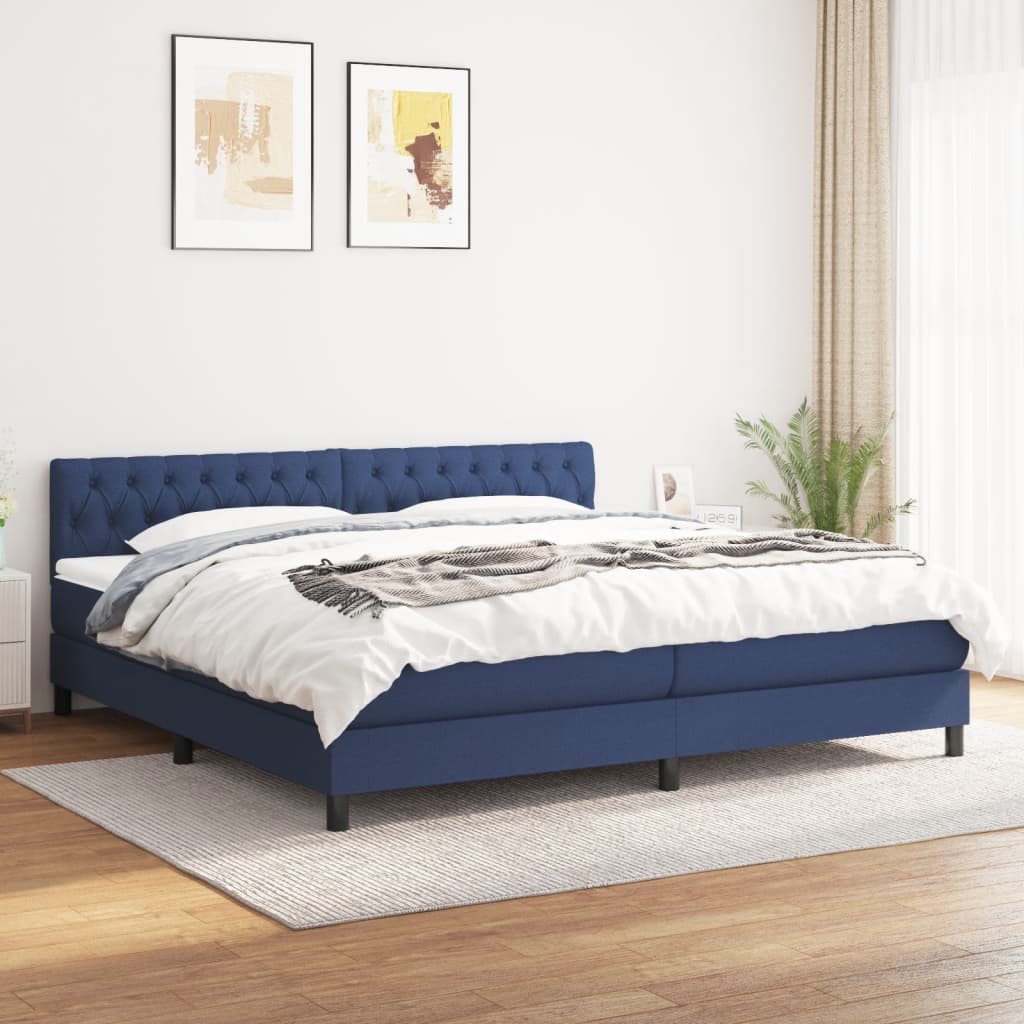 Boxspring met matras stof blauw 200x200 cm is nu te koop bij PeponiXL, paradijselijk wonen!