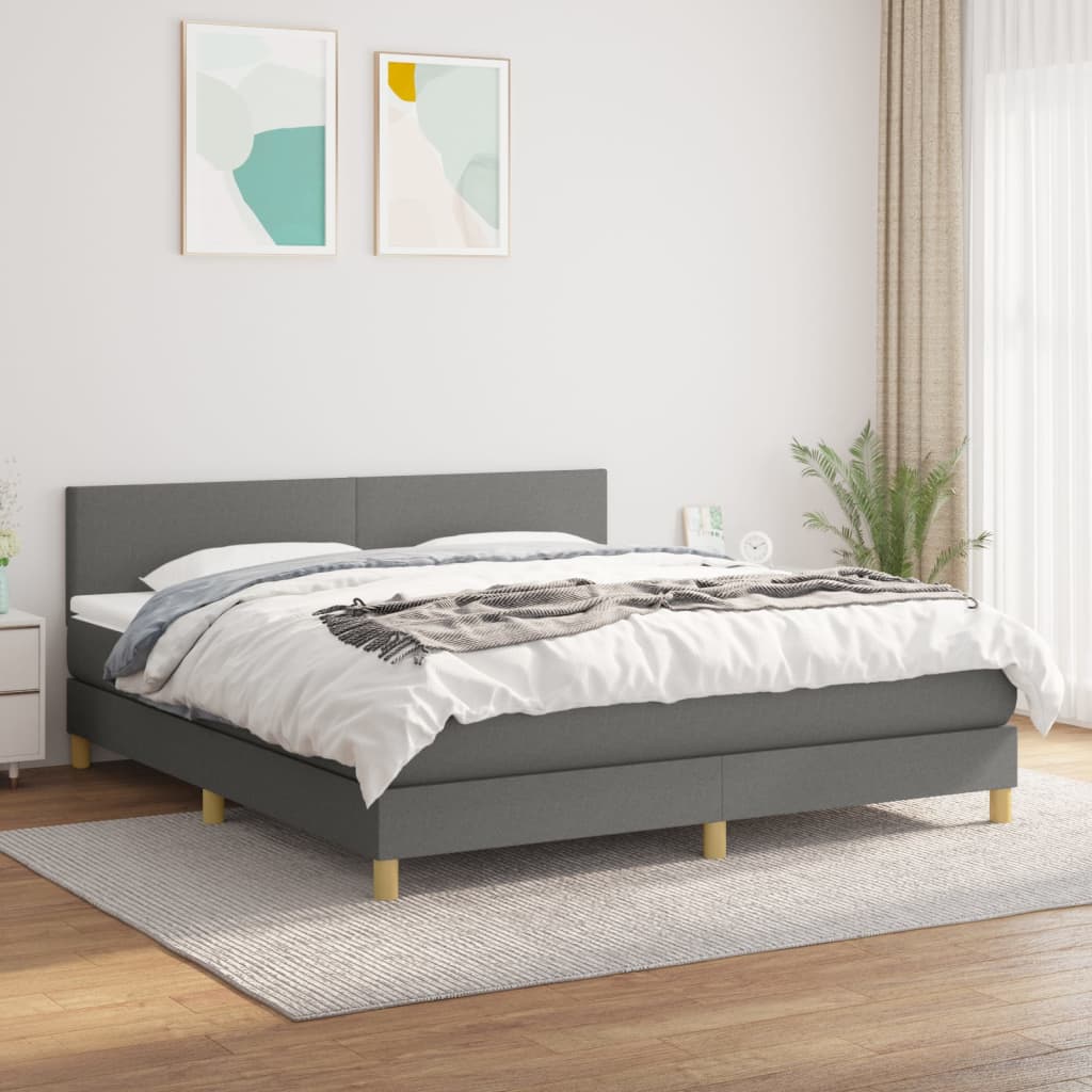 Boxspring met matras stof donkergrijs 160x200 cm is nu te koop bij PeponiXL, paradijselijk wonen!