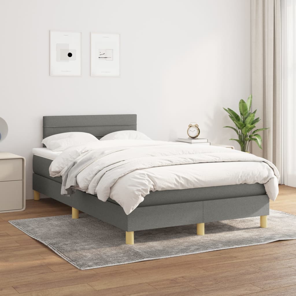 Boxspring met matras stof donkergrijs 120x200 cm is nu te koop bij PeponiXL, paradijselijk wonen!