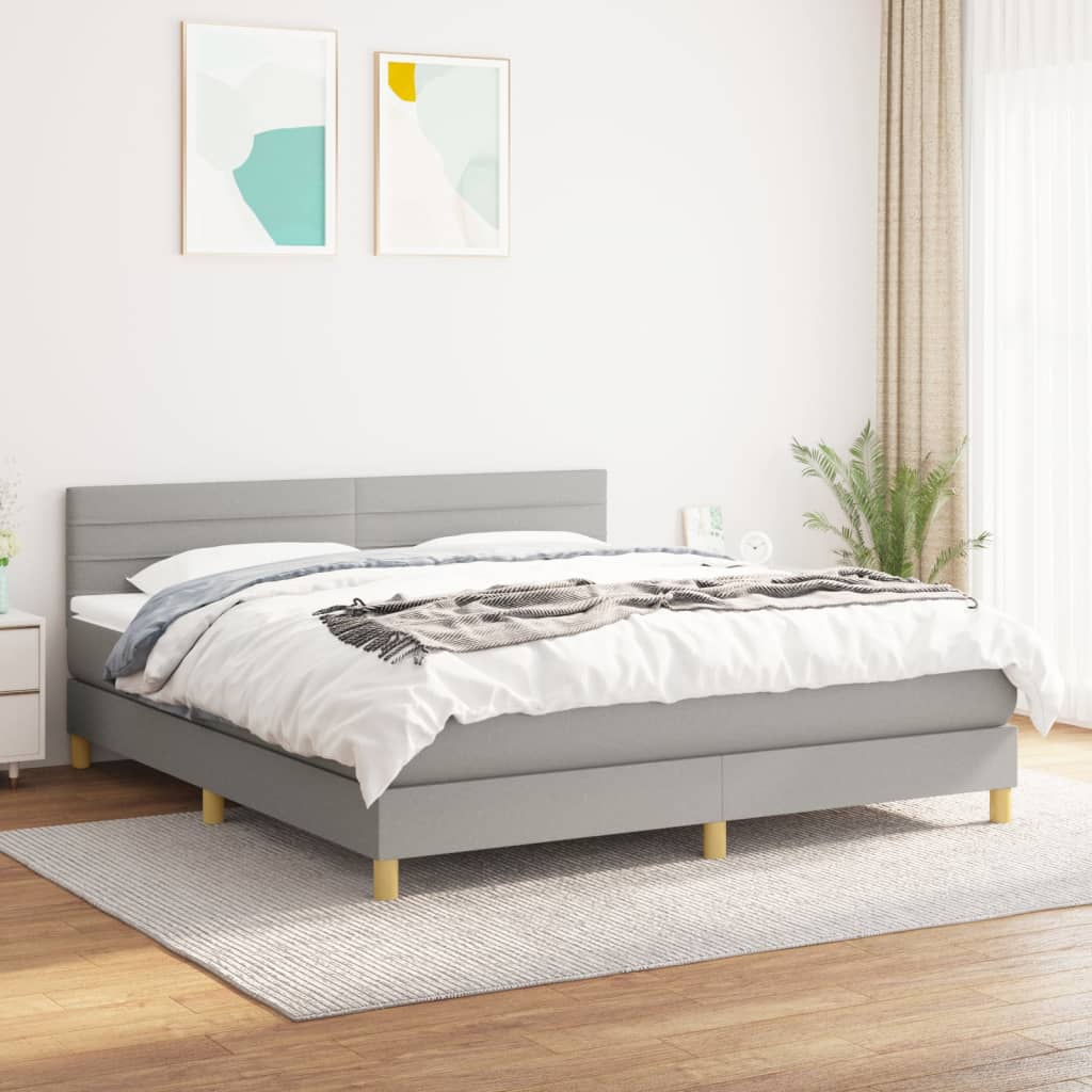 Boxspring met matras stof lichtgrijs 160x200 cm is nu te koop bij PeponiXL, paradijselijk wonen!