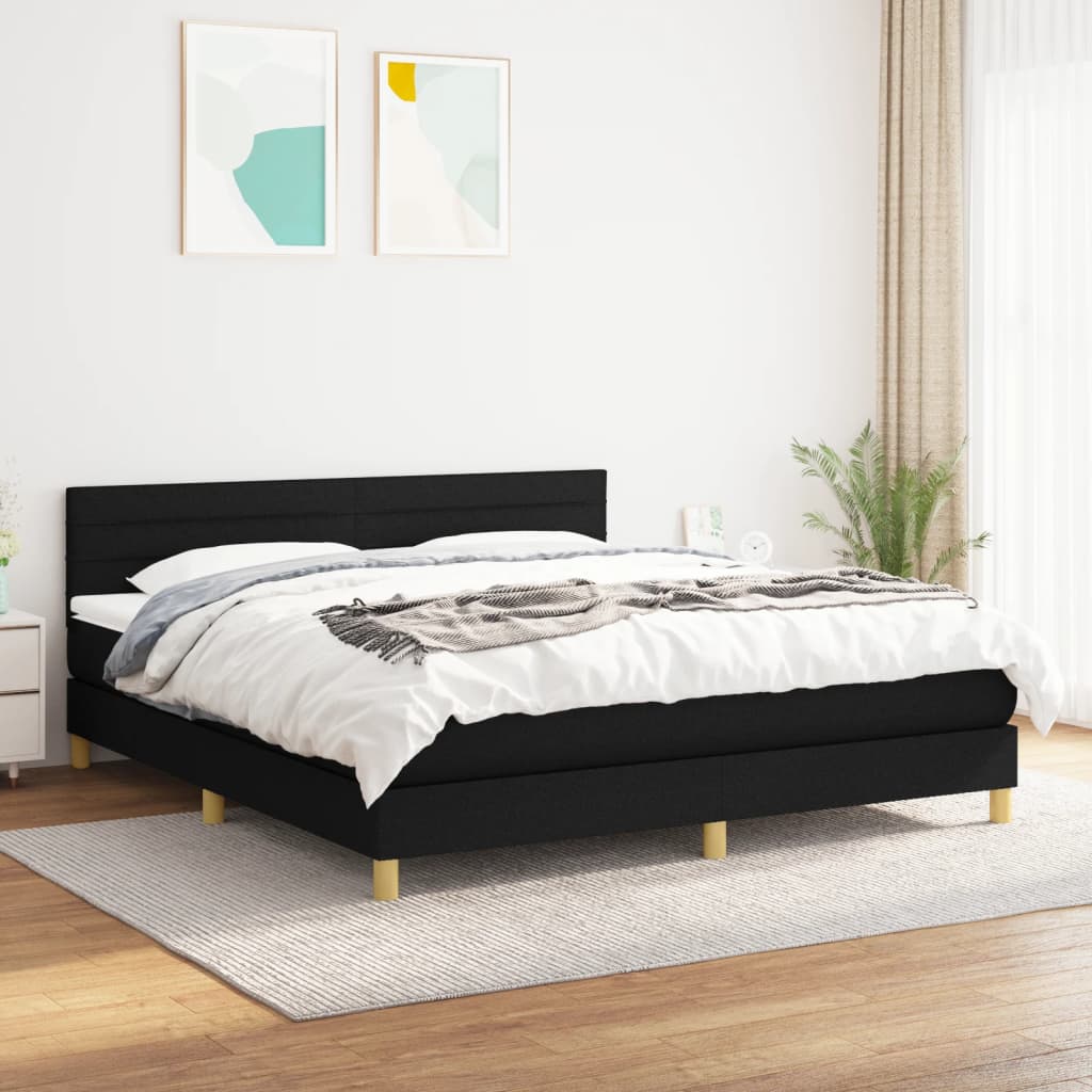 Boxspring met matras stof zwart 180x200 cm is nu te koop bij PeponiXL, paradijselijk wonen!