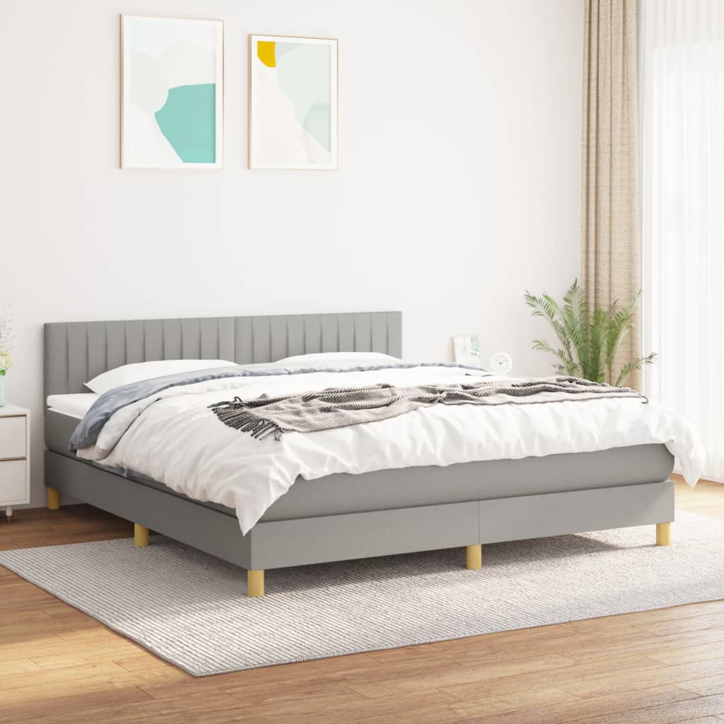 Boxspring met matras stof lichtgrijs 180x200 cm is nu te koop bij PeponiXL, paradijselijk wonen!