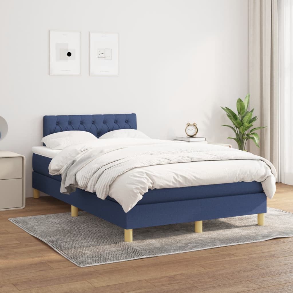 Boxspring met matras stof blauw 120x200 cm is nu te koop bij PeponiXL, paradijselijk wonen!