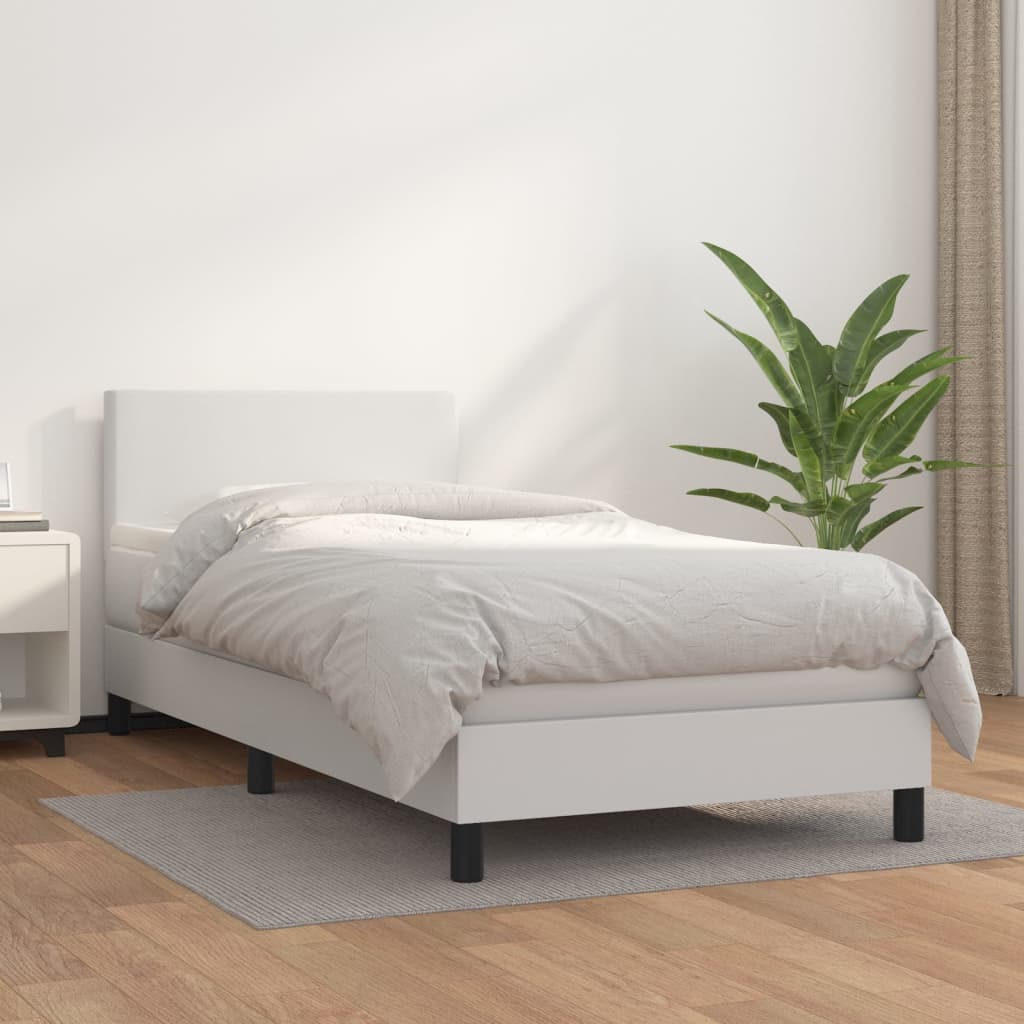 Boxspring met matras kunstleer wit 80x200 cm is nu te koop bij PeponiXL, paradijselijk wonen!