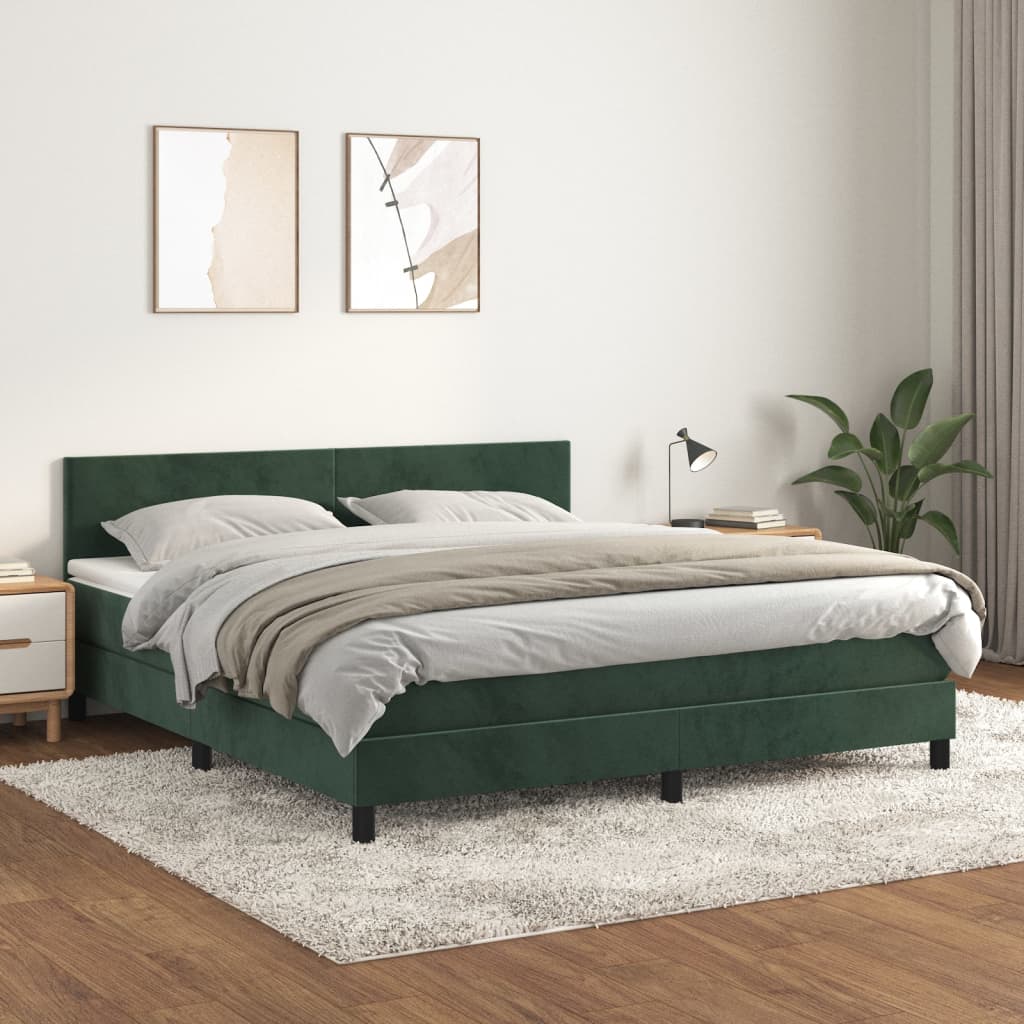 Boxspring met matras fluweel donkergroen 180x200 cm is nu te koop bij PeponiXL, paradijselijk wonen!