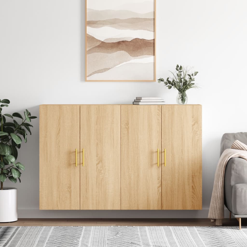Hangkasten 2 st 69,5x34x90 cm sonoma eikenkleurig is nu te koop bij PeponiXL, paradijselijk wonen!