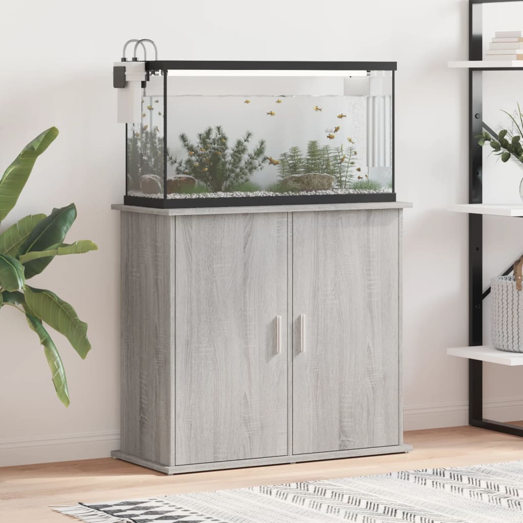 Aquariumstandaard 81x36x73 cm bewerkt hout grijs sonoma eiken is nu te koop bij PeponiXL, paradijselijk wonen!