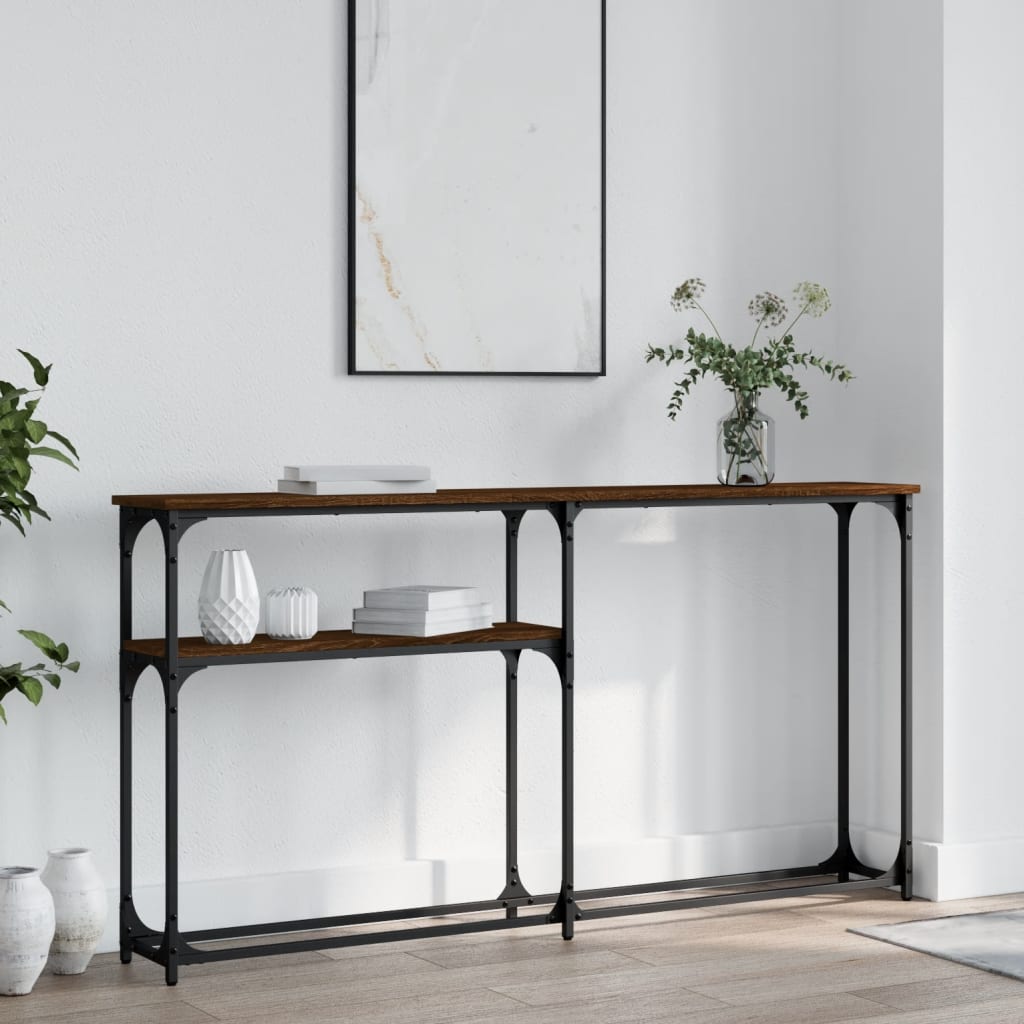 Wandtafel 145x22,5x75 cm bewerkt hout bruin eikenkleur is nu te koop bij PeponiXL, paradijselijk wonen!
