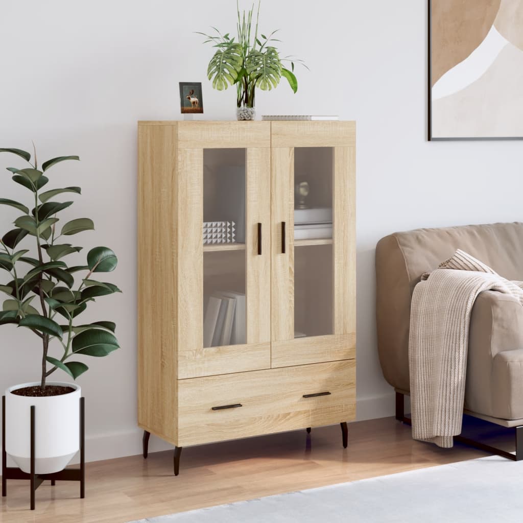 Hoge kast 69,5x31x115 cm bewerkt hout sonoma eikenkleurig is nu te koop bij PeponiXL, paradijselijk wonen!