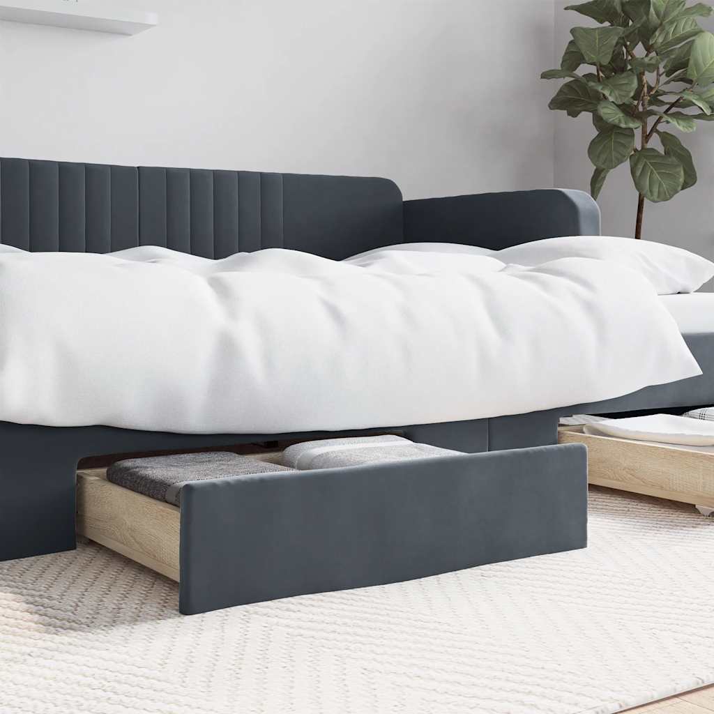 Bedlades 2 st Bewerkt hout en fluweel donkergrijs is nu te koop bij PeponiXL, paradijselijk wonen!