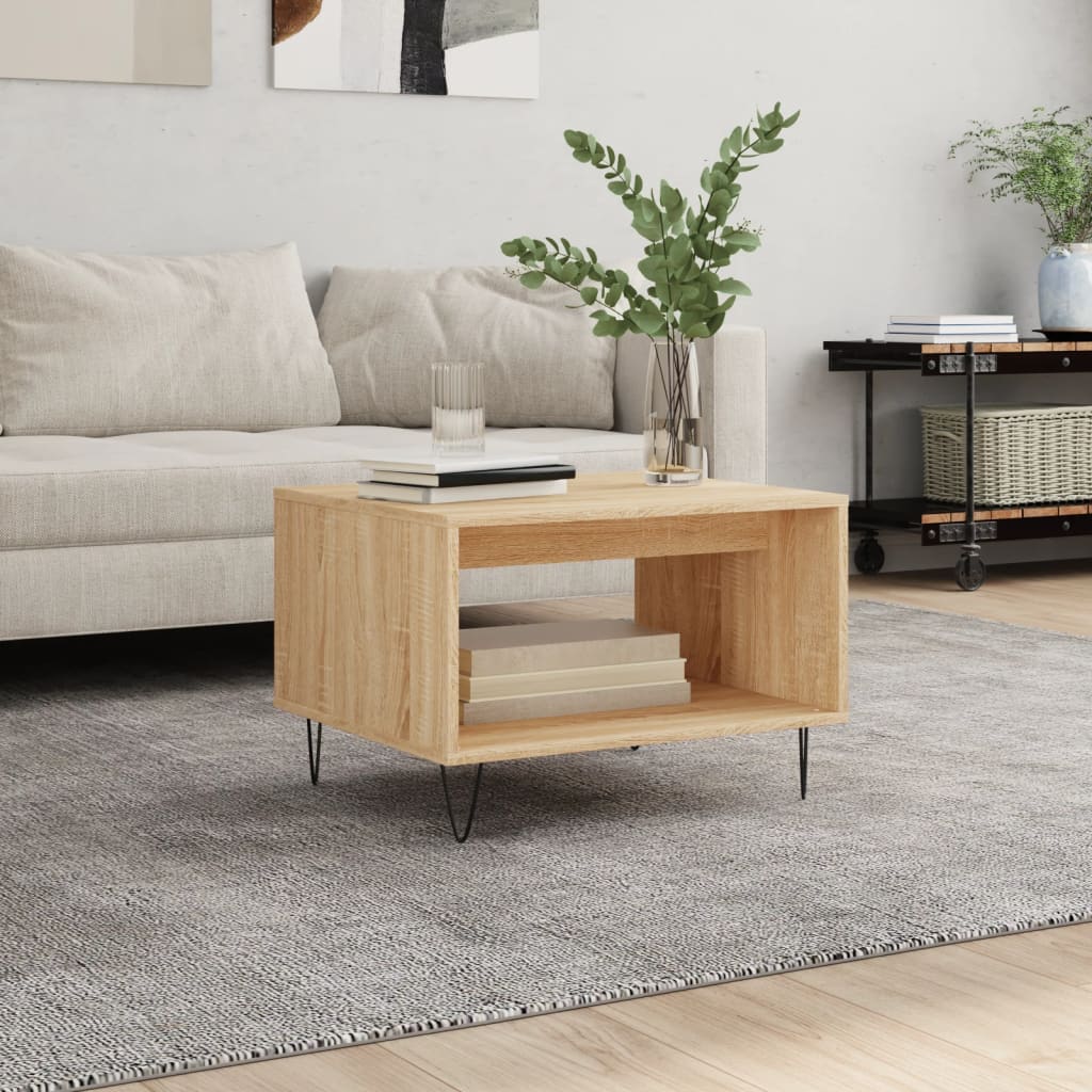 Salontafel 60x50x40 cm bewerkt hout sonoma eikenkleurig is nu te koop bij PeponiXL, paradijselijk wonen!