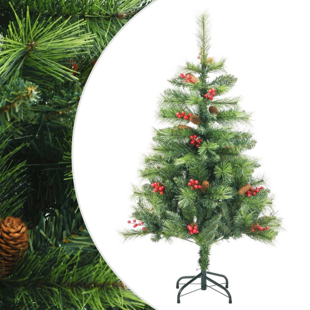 Kunstkerstboom met scharnieren dennenappels en bessen 150 cm is nu te koop bij PeponiXL, paradijselijk wonen!