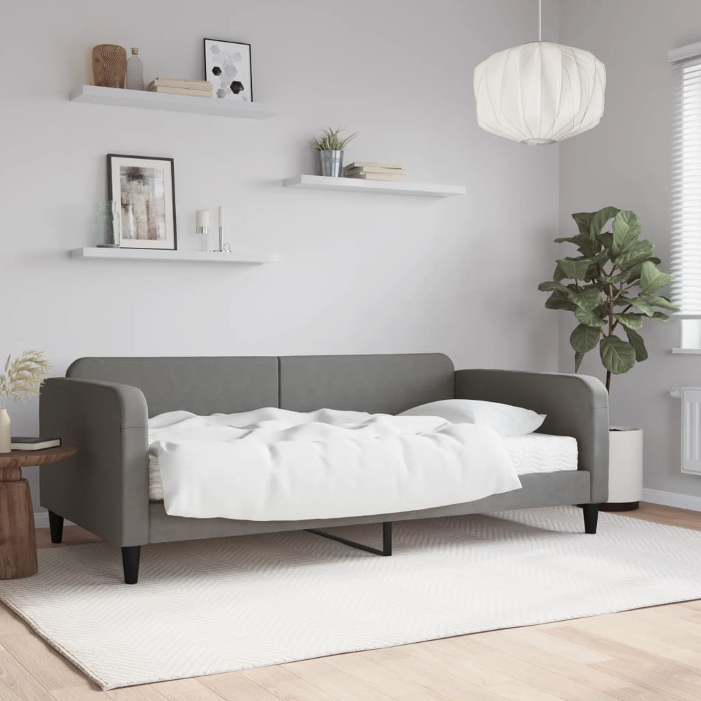 Slaapbank met matras 100x200 cm stof donkergrijs is nu te koop bij PeponiXL, paradijselijk wonen!