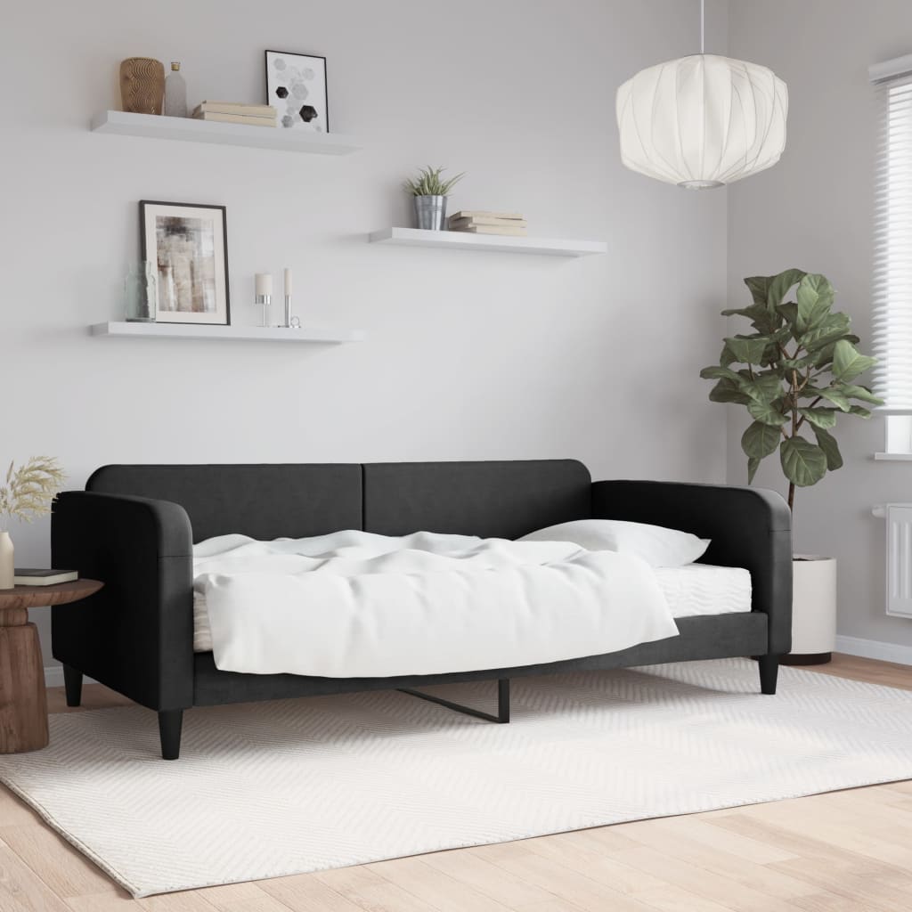 Slaapbank met matras 100x200 cm stof zwart is nu te koop bij PeponiXL, paradijselijk wonen!