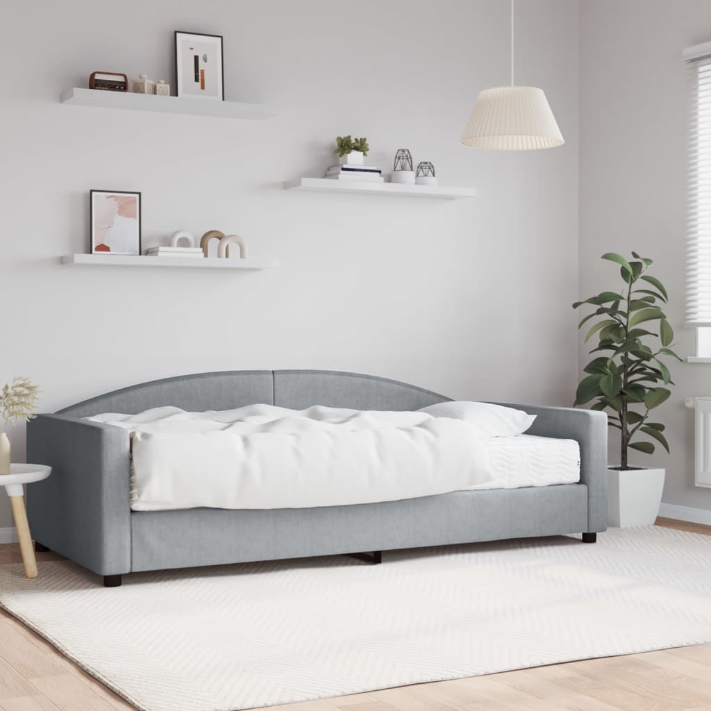 Slaapbank met matras 100x200 cm stof lichtgrijs is nu te koop bij PeponiXL, paradijselijk wonen!