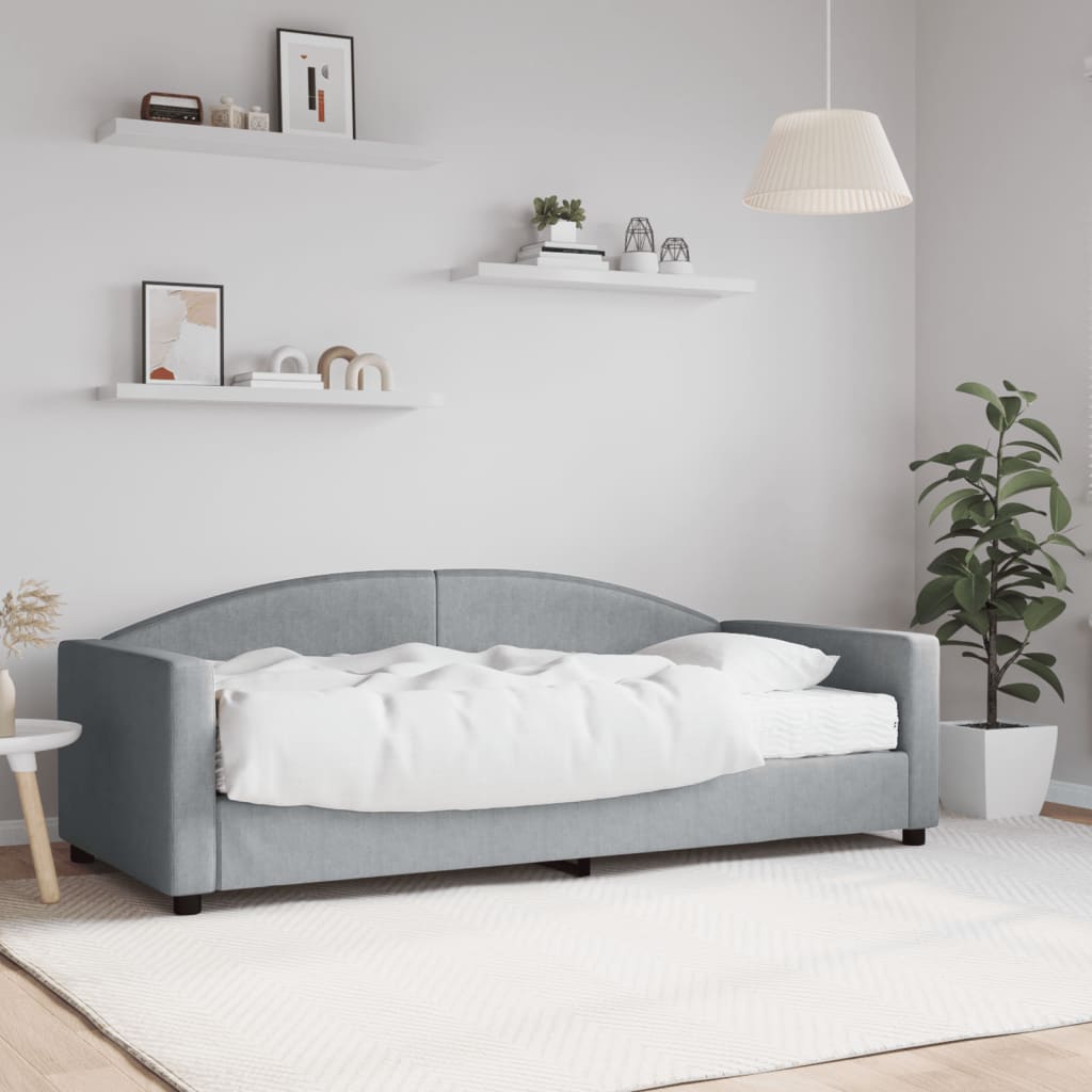 Slaapbank met matras 90x190 cm stof lichtgrijs is nu te koop bij PeponiXL, paradijselijk wonen!