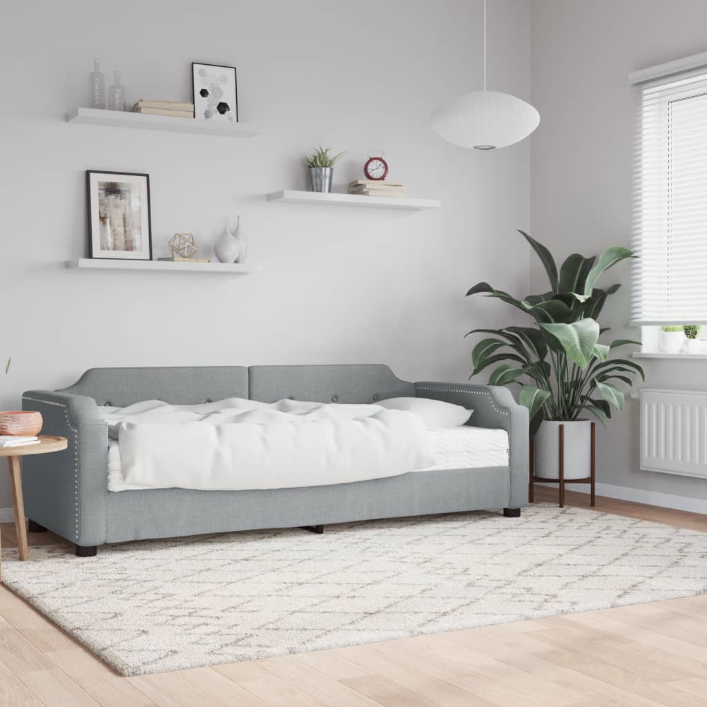 Slaapbank met matras 90x190 cm stof lichtgrijs is nu te koop bij PeponiXL, paradijselijk wonen!