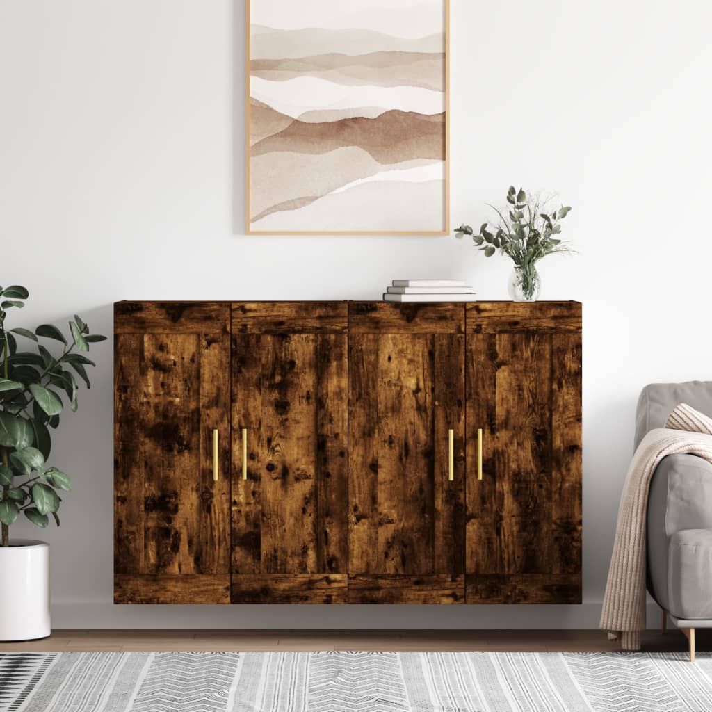 Hangkasten 2 st bewerkt hout gerookt eikenkleurig is nu te koop bij PeponiXL, paradijselijk wonen!